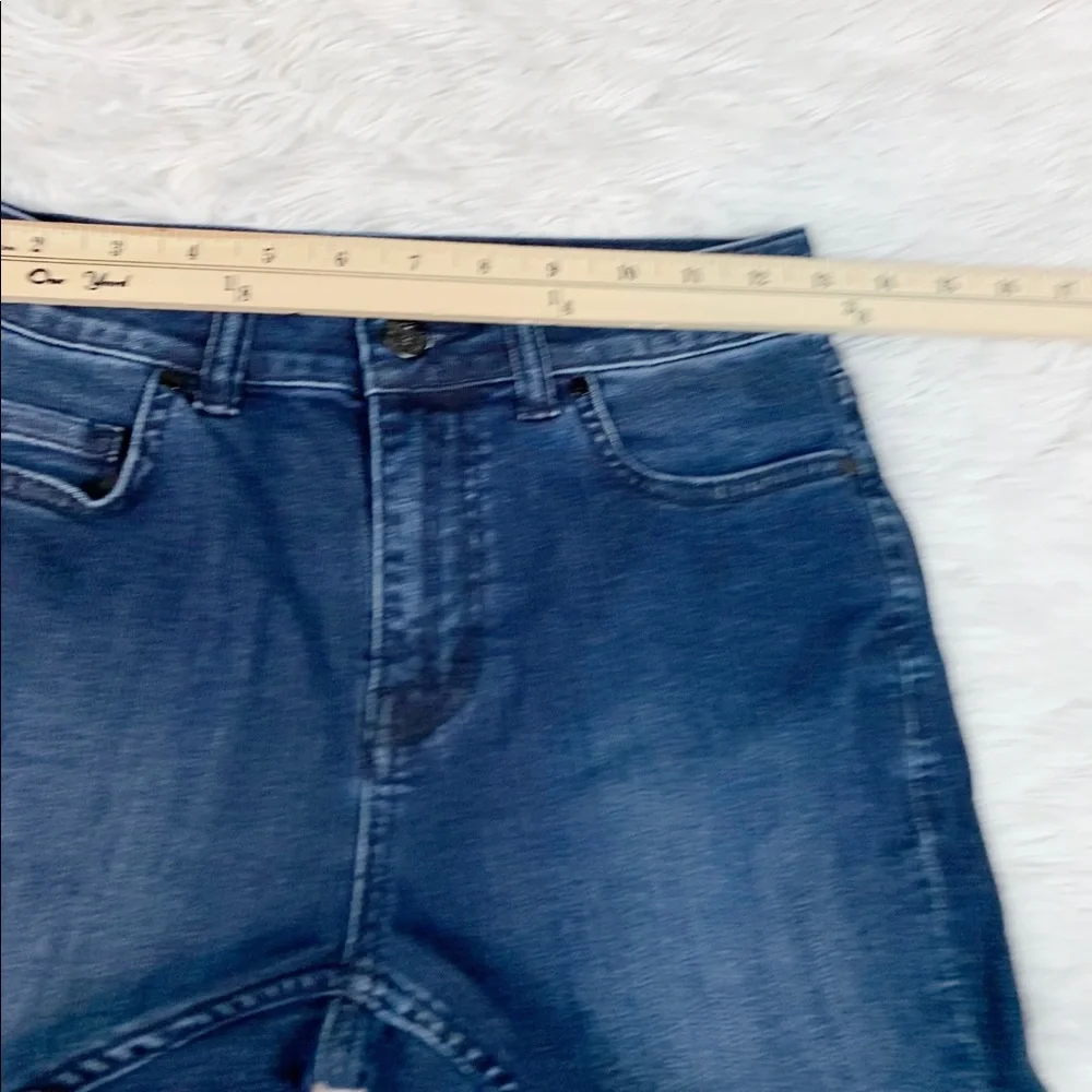 Kate Spade Broom Street‎ high rise straight jeans solid blue classic medium wash